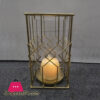 Geometric Diamond Metal Wire Pillar Candle Holder With Glass Insert 10 X 4 Inch
