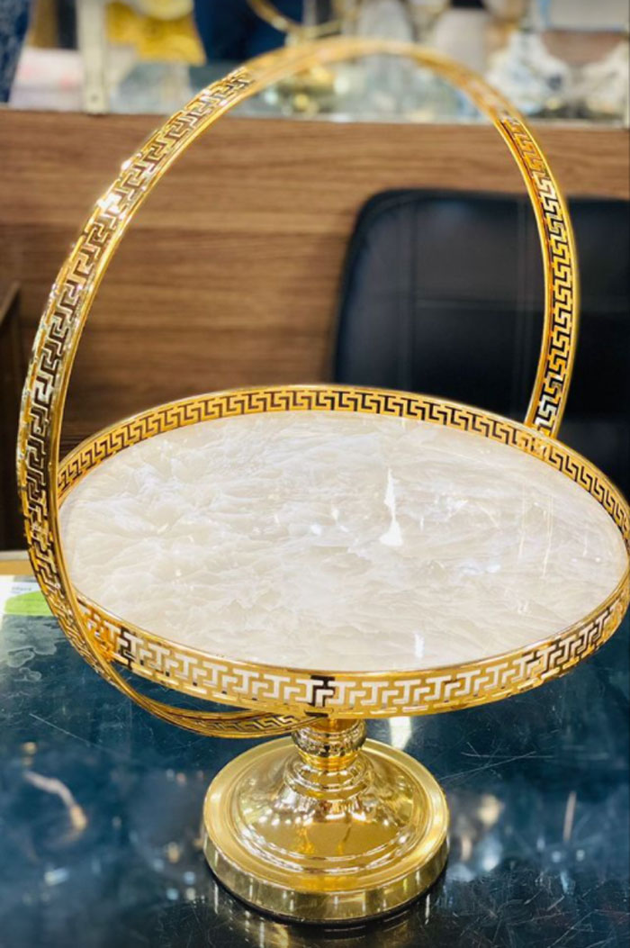 Gold Plated Footed Cake Dish
