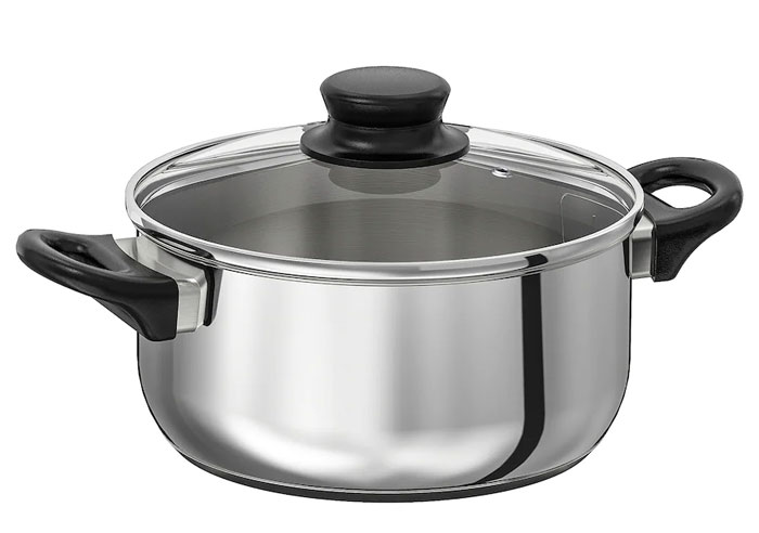 Ikea Annons Pot With Lid Glass Stainless Steel 2.8 Liter