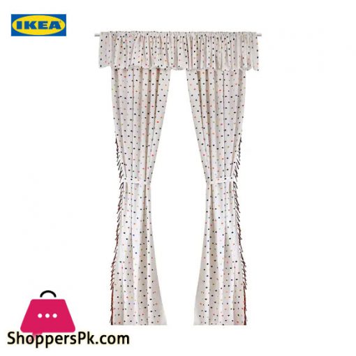 Ikea DAGVOR Pair of Curtains / Tie-Backs + Valance 140 x 300 cm