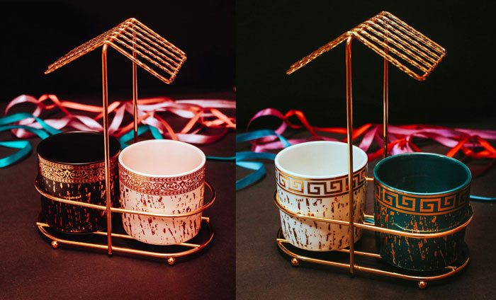 Nordic Luxury Set Of 2 Cutlery Holder Ceramic Kitchen Chopstick Spoon Fork Holder Utensil Holder With Gold Rack