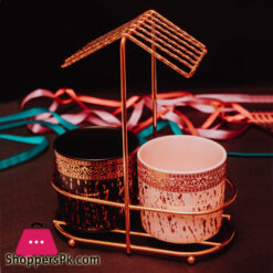 Nordic Luxury Set of 2 Cutlery Holder Ceramic Kitchen Chopstick Spoon Fork Holder Utensil Holder with Gold Rack