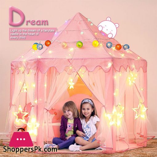 Princess Castle Indoor Outdoor Fairy House Kids Play Tent with Lights