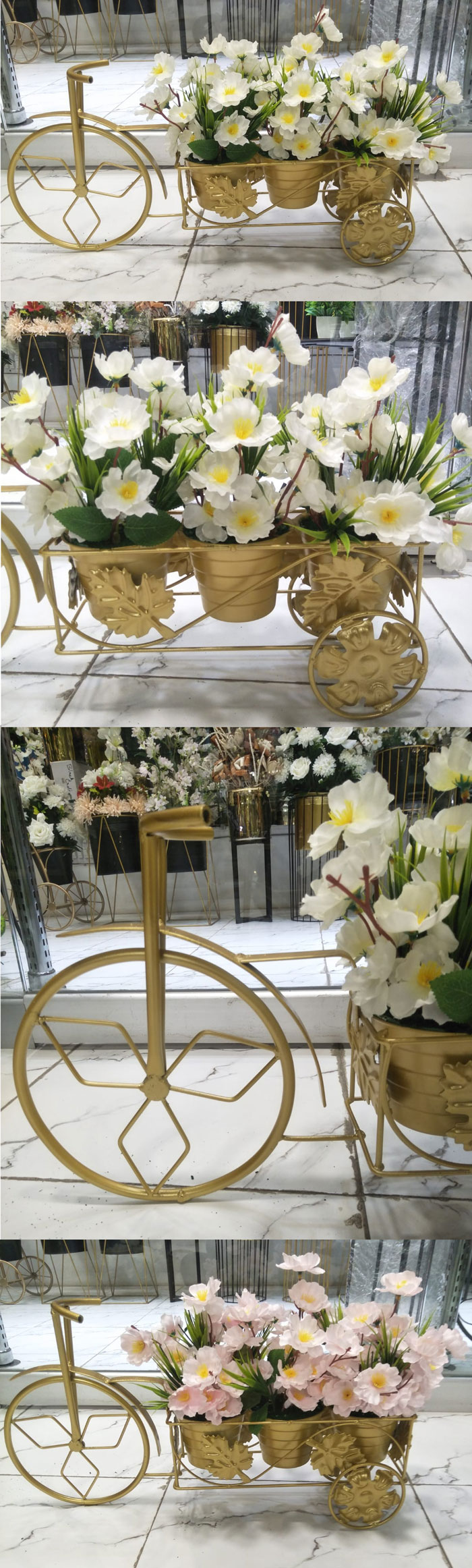 Rod Iron Planter Stand Cycle With Flower ( 12 X18 Inch )