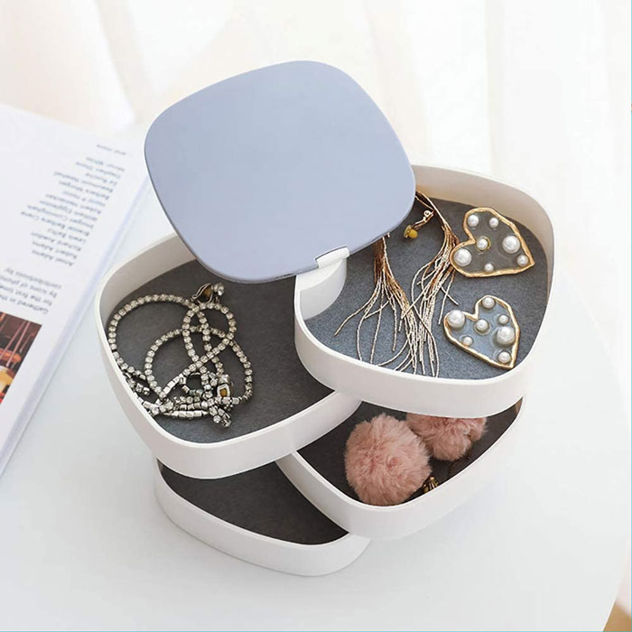 Rotating Jewelry Organizer With Mirror