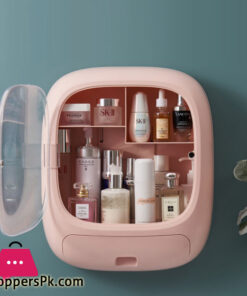 Wall-Mounted Cosmetic Storage Box Perforation-Free Bathroom Toilet Skin Care Products Dust-Proof Wall-Mounted Shelf