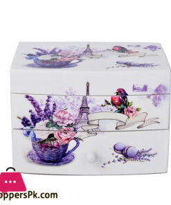 2 Layer wood Bird and Tower Printed Jewellery Box