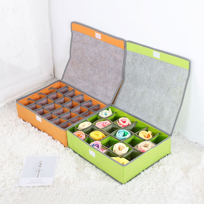 24 Grid Storage Box Multi-Size Ties Socks Underwear Closet Organizer Folding Dividing Box Home Storage &Amp; Organization