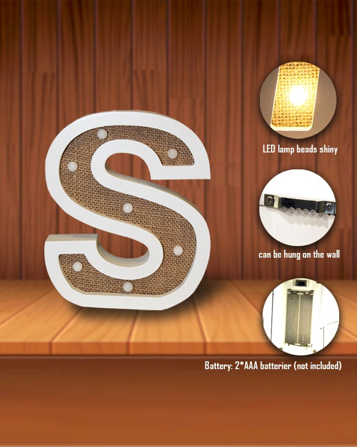 A-Z Wooden Alphabet Letter with LED Lights 1Pcs