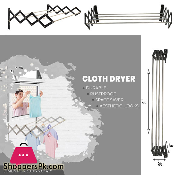 Buy Cloth Dryer Stainless Steel Wall Mounted Portable Rack Cloth Hanger ...