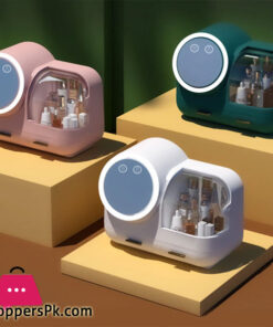 Cosmetic Storage Box with and Mirror Led Light Desktop Makeup Organizer Dustproof Drawer Type Novelty