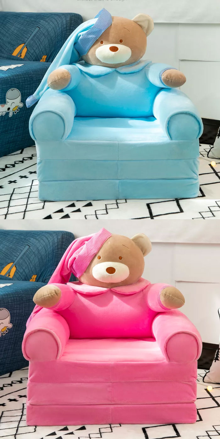 Cute Bear Child Armchair Fold Sofa Cartoon Seat Sofa Washable