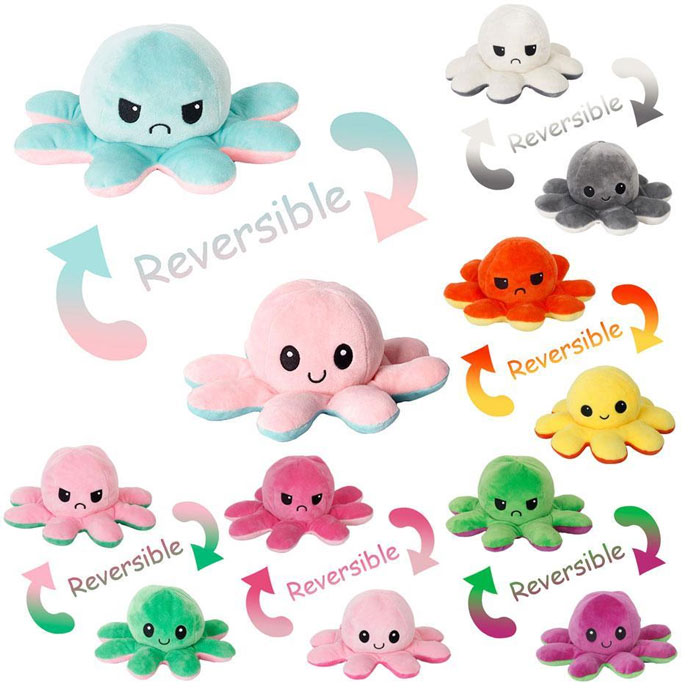 Double-Sided Squishy Octopus Double Pet Plush Toy Stuffed Ornaments Octopus