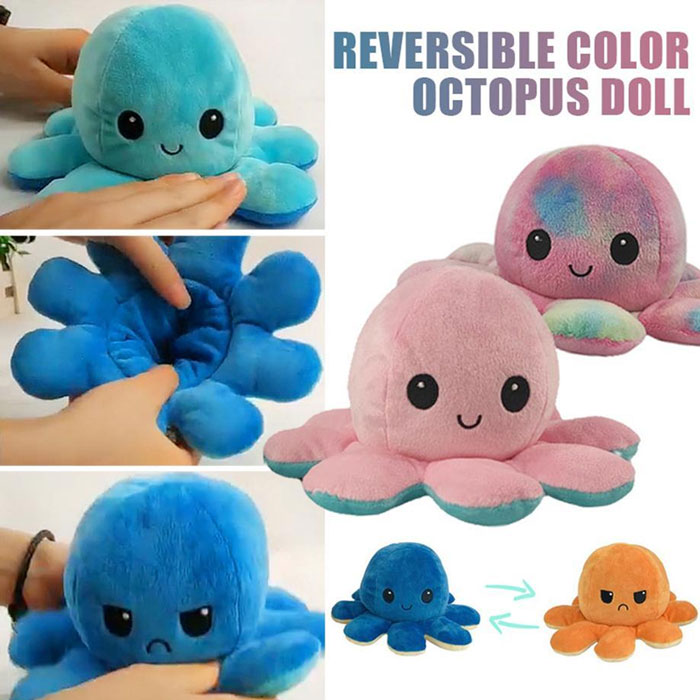 Double-Sided Squishy Octopus Double Pet Plush Toy Stuffed Ornaments Octopus