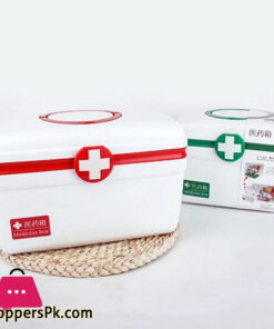 First Aid Emergency Medical Medicine Plastic Box With Tray For Home and Office