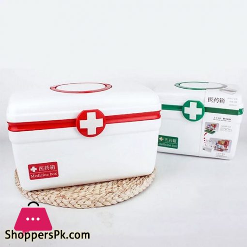 First Aid Emergency Medical Medicine Plastic Box With Tray For Home and Office