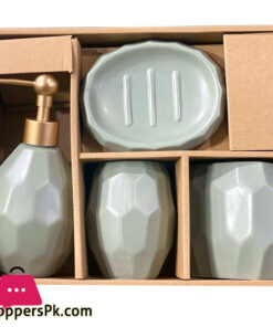 Geometric Ceramic Bathroom Set 4-Pcs