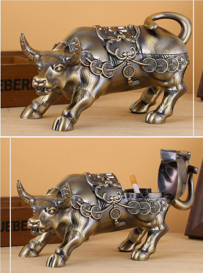 Home Office Windproof Drop-Proof Bullfight Ashtray Living Room