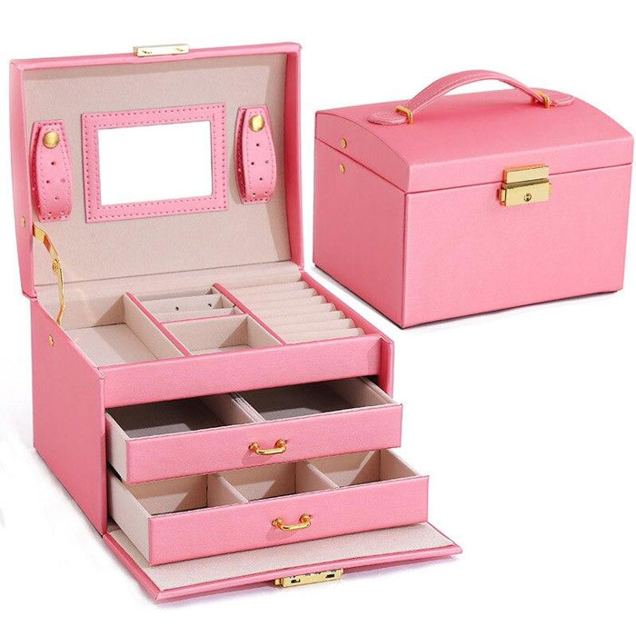 Jewellery Box Organizer Large Capacity Box Casket Makeup Storage Organizer Leather Beauty Travel Box