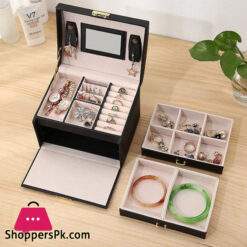 Jewellery Box Organizer Large Capacity Box Casket Makeup Storage Organizer Leather Beauty Travel Box