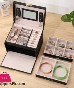 Jewellery Box Organizer Large Capacity Box Casket Makeup Storage Organizer Leather Beauty Travel Box