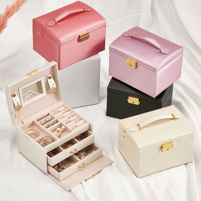 Jewellery Box Organizer Large Capacity Box Casket Makeup Storage Organizer Leather Beauty Travel Box
