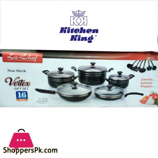 Kitchen King Le-Chef Vertex Non-Stick Cookware Set 16 Pcs