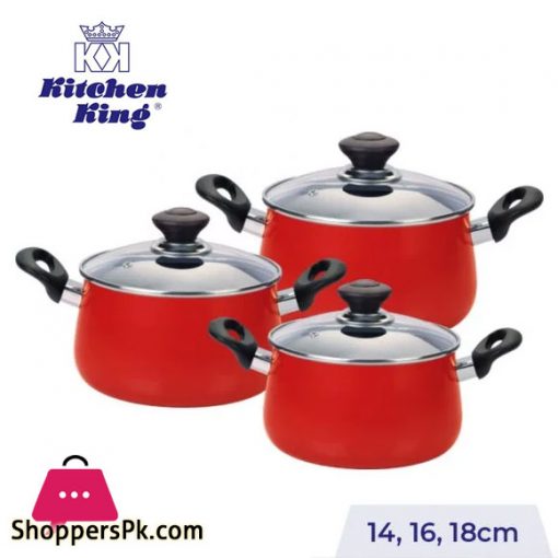 Kitchen King Tinta Non-Stick Belly Pots Set – 6 Pcs