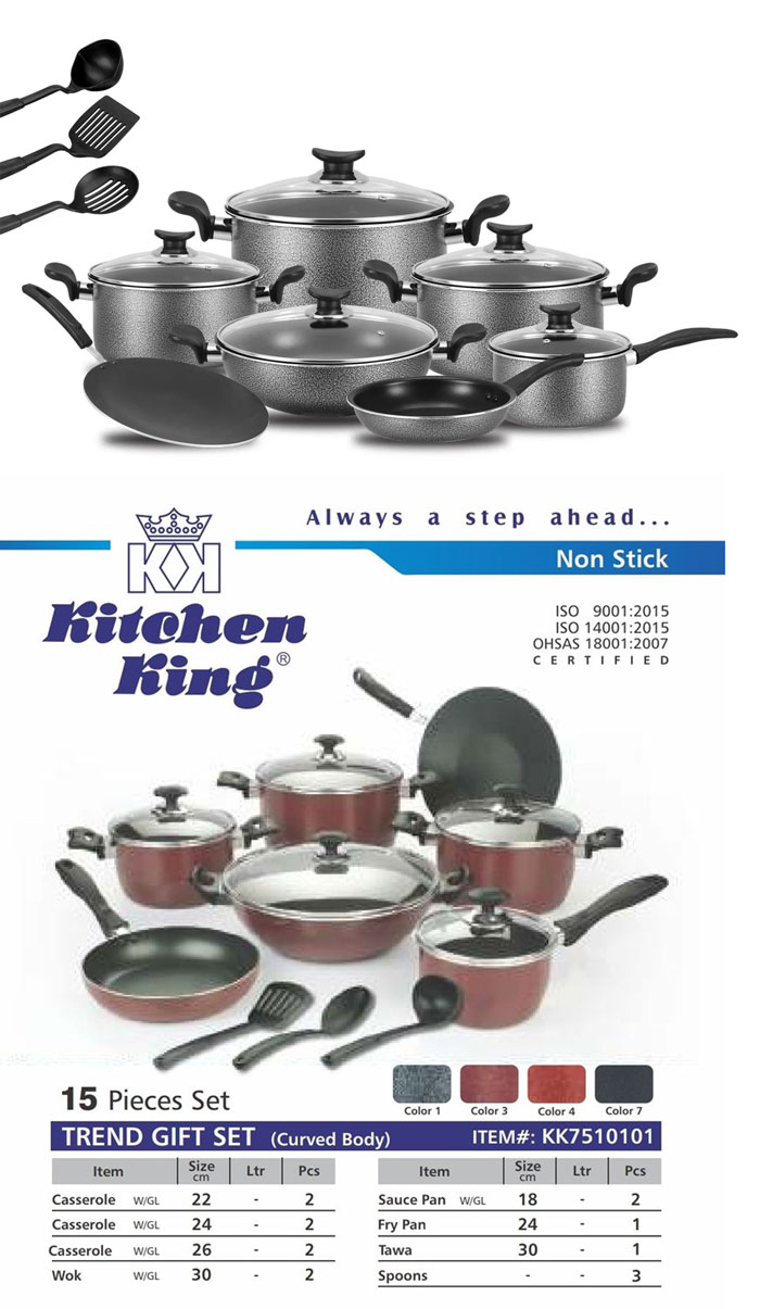 Kitchen King Trend Non-Stick Cookware Set 15 Pcs