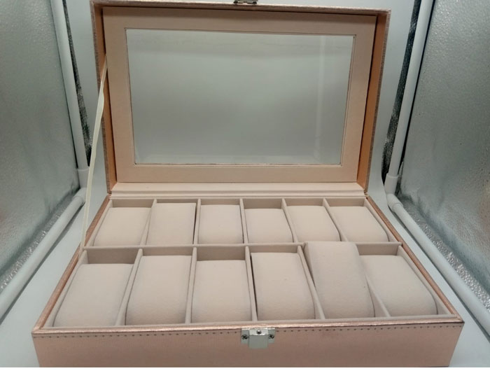 Luxury Gold Watch And Jewelry Box For Men And Women – 12 Slot Organizer Storage Valet Case Real Glass Display