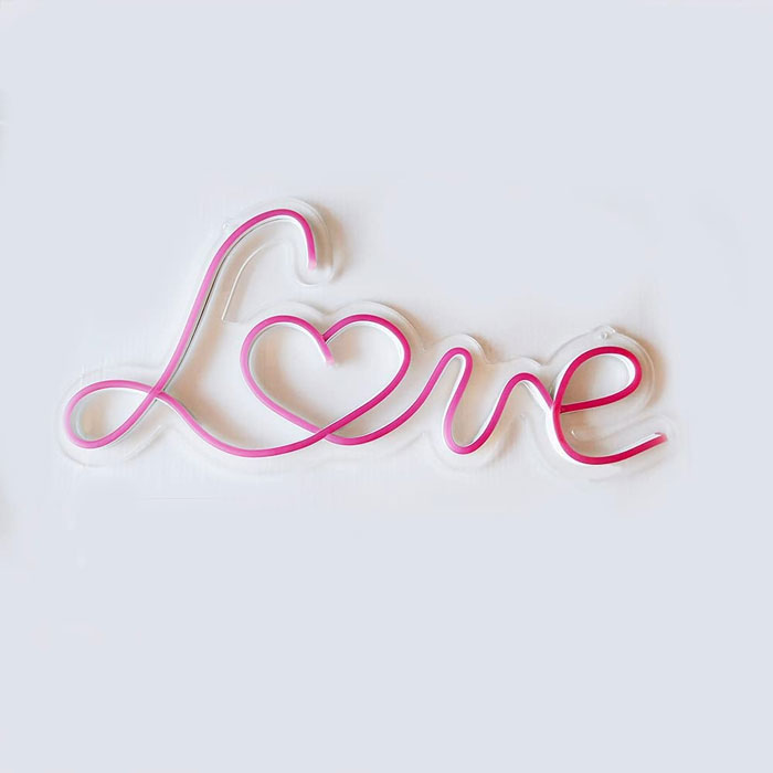 Neon Light Pink Love Neon Sign Wall Hanging Electric (Pink Love) - 14 Inch