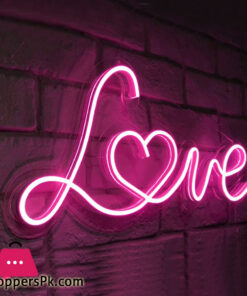 Neon Light Pink Love Neon Sign Wall Hanging Electric (Pink Love) - 14 Inch