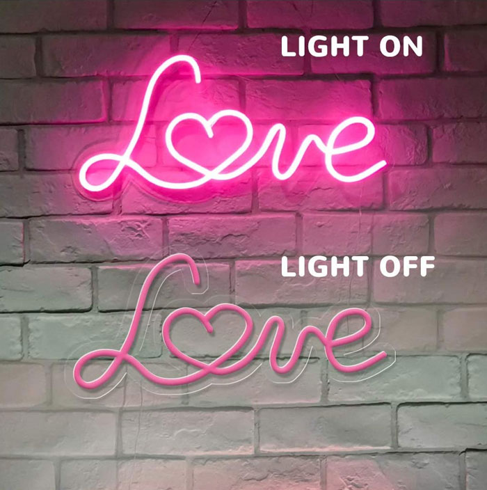Neon Light Pink Love Neon Sign Wall Hanging Electric (Pink Love) - 14 Inch