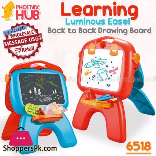 Phoenix Hub 6518 4in1 Kids Children Educational Early Learning Painting Luminous Easel Play Set
