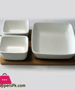 Porcelain Chip & Dip Bowl Set With Tray