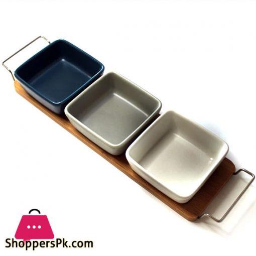 Porcelain Dip Bowl Set With Tray