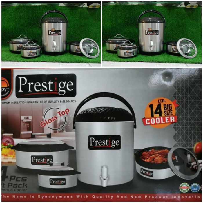 Prestige Glass Top Hot Pot Cooler Set Gift Set 4 Pcs