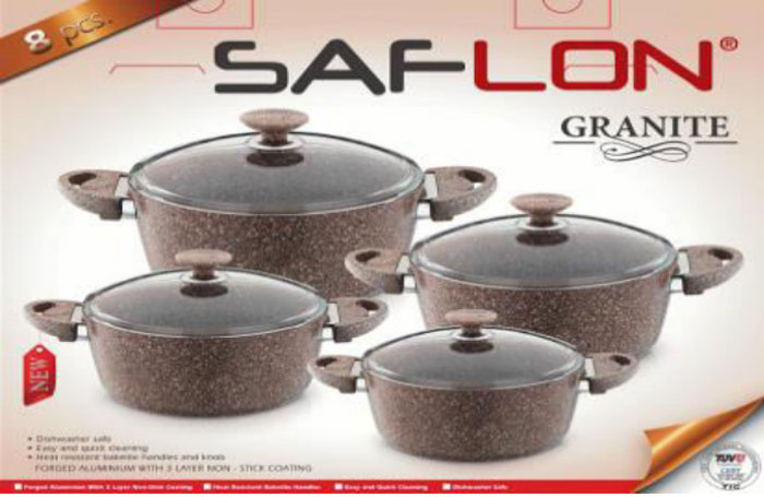 Saflon Granite Cookware Set - 8 Pcs Turkey Made