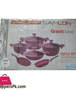 Saflon Jumbo Brown Cookware Set Granit Line 10-Pcs Turkey Made