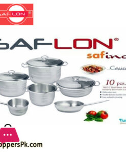 Saflon Safinox 18/10 Stainless Steel Double Bottom Cookware Set 10 Pcs Turkey Made