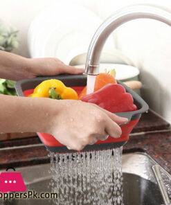 Square Draining Basket Collapsible Colander Silicone 