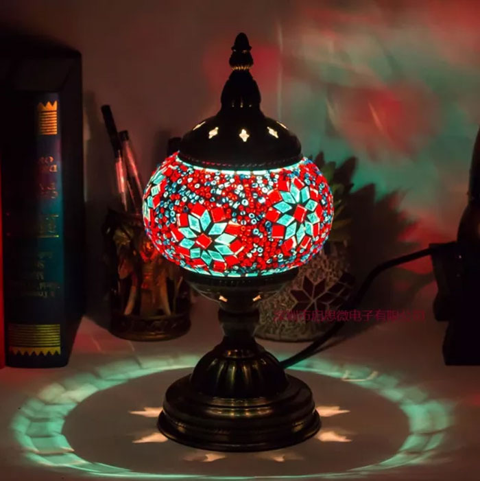 Turkish Mosaic Table Lamp Handmade Mosaic Glass Romantic Bed Light 1-Pcs
