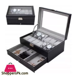 Wrist Watch Organizer case 12 Slot 1 Layer Watch Box ( 12 Watches Holds )