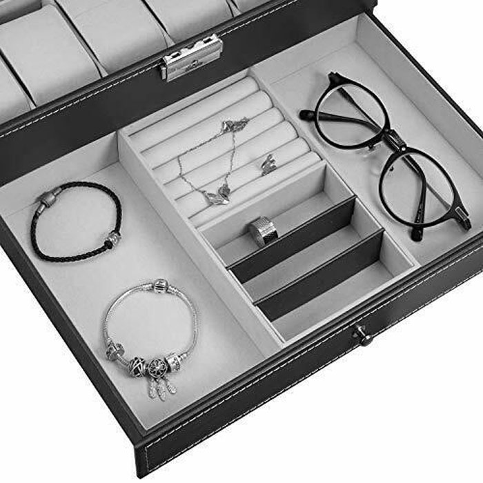 Wrist Watch Organizer Case 12 Slot 1 Layer Watch Box ( 12 Watches Holds )