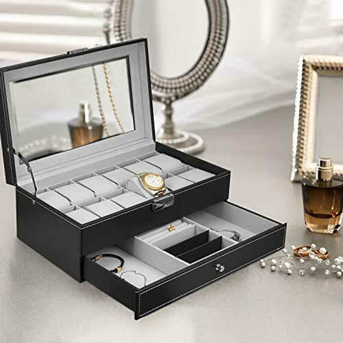 Wrist Watch Organizer Case 12 Slot 1 Layer Watch Box ( 12 Watches Holds )