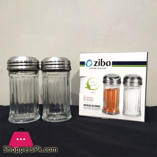 Ziba Sazan Glass with Steel Lid Salt & Pepper Shakers Namak Dani - 2 Pcs Iran Made