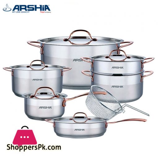 Arshia Copper Stainless Steel Cookware Set  - 12 Pcs