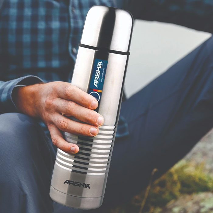 Arshia Double Wall Stainless Steel Bullet Flask With Bag - 800Ml