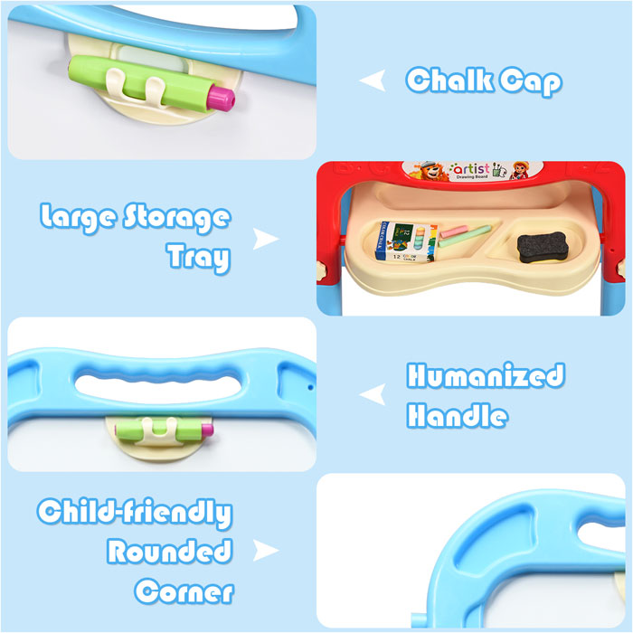 Artist Drawing Board Double Sided Standing Art Easel - Dry-Erase Board And Chalkboard 48 Pcs - (050-13)