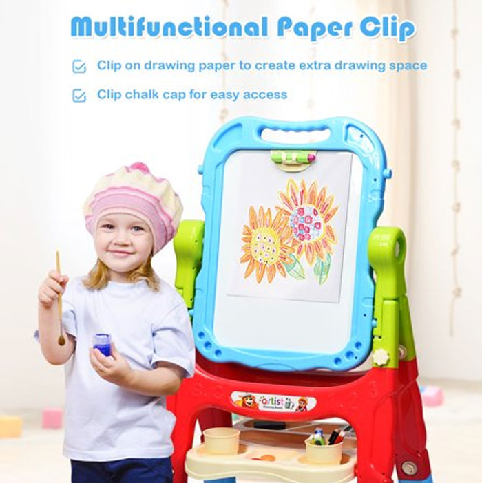 Artist Drawing Board Double Sided Standing Art Easel - Dry-Erase Board And Chalkboard 48 Pcs - (050-13)